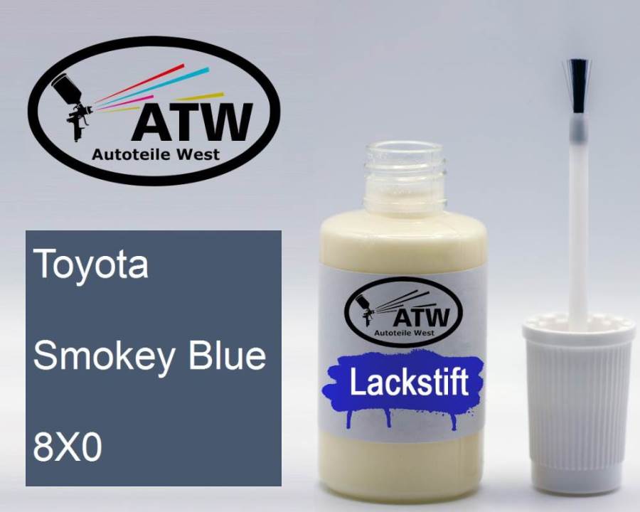 Toyota, Smokey Blue, 8X0: 20ml Lackstift, von ATW Autoteile West.